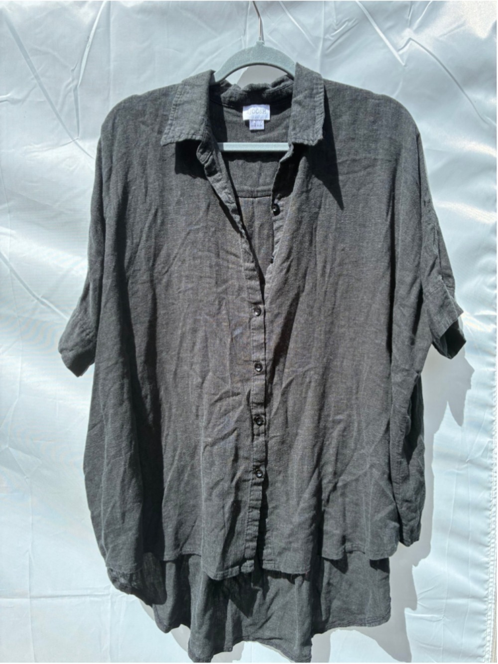 Zjoosh Women's Charcoal Linen Button Up Shirt One Size